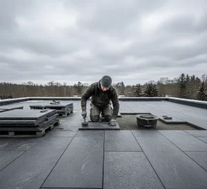 Montaj piatră naturală iarna