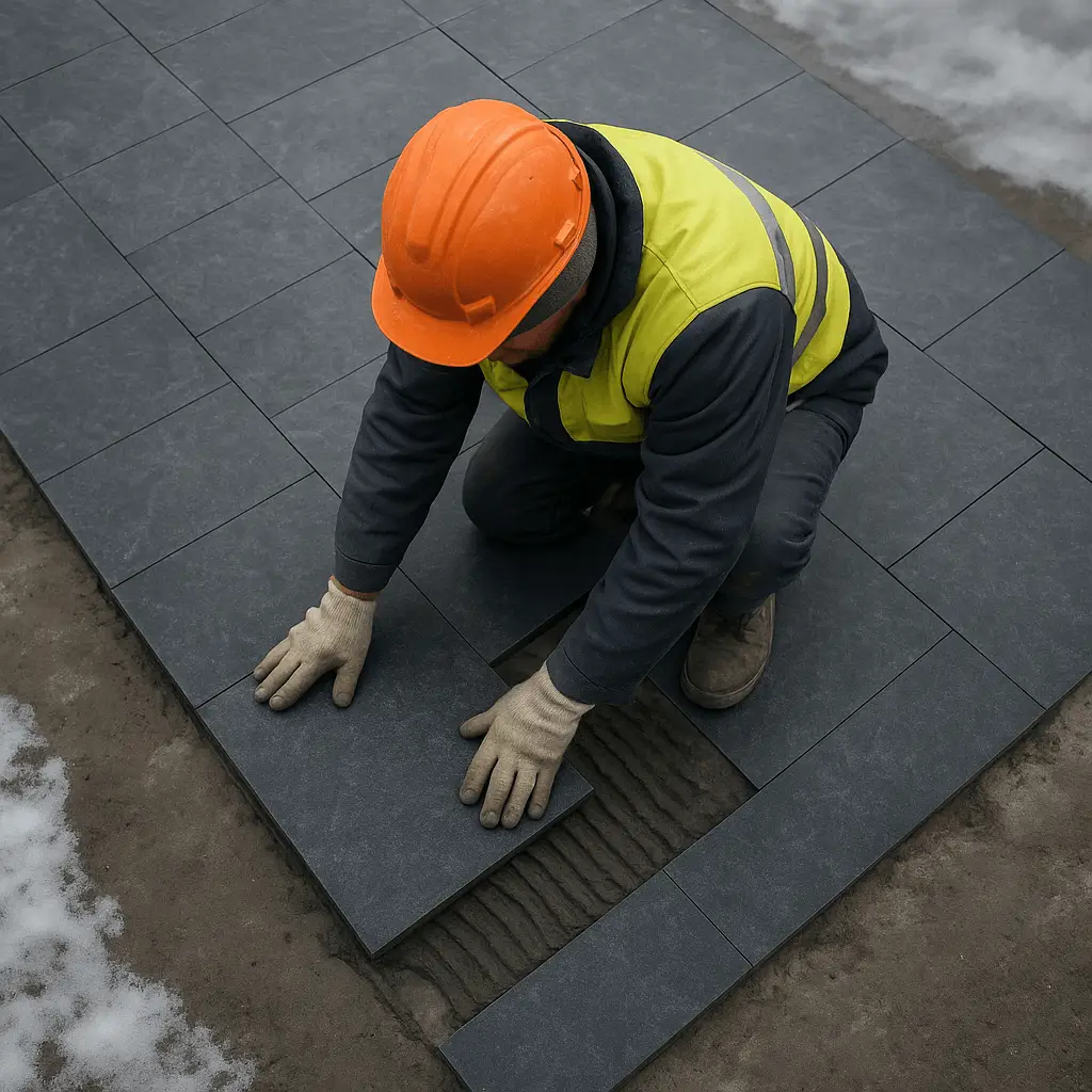 Montaj piatră naturală iarna la temperatruri scazute